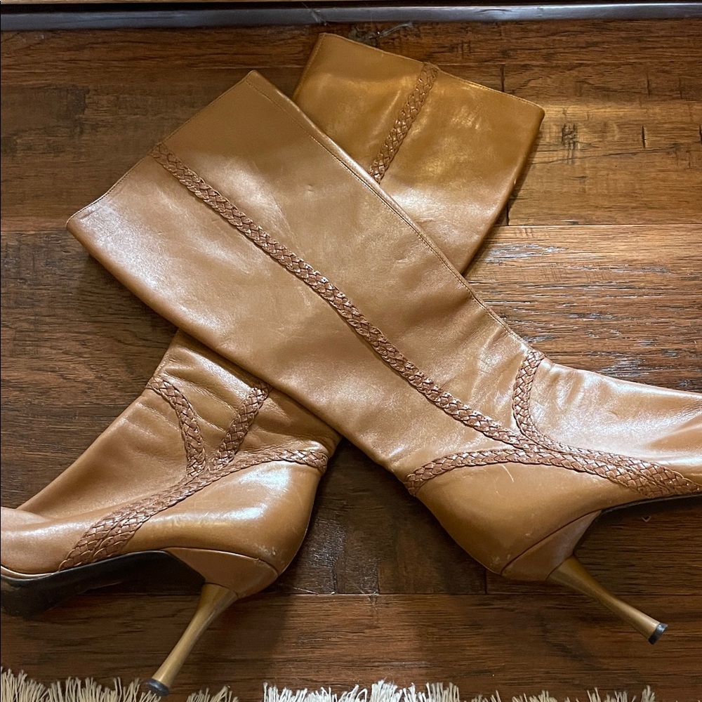 Via Spiga Tan Leather Knee-High Stiletto Boots - 9.5 - Picture 8 of 8